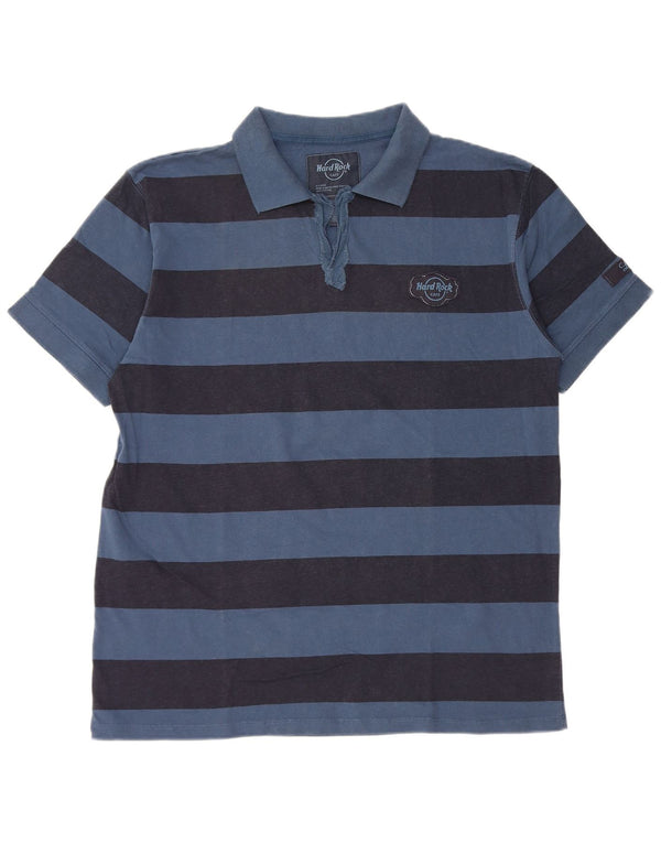 Polo grafica da donna Hard Rock Cafe UK 18 XL Cotone a righe blu navy