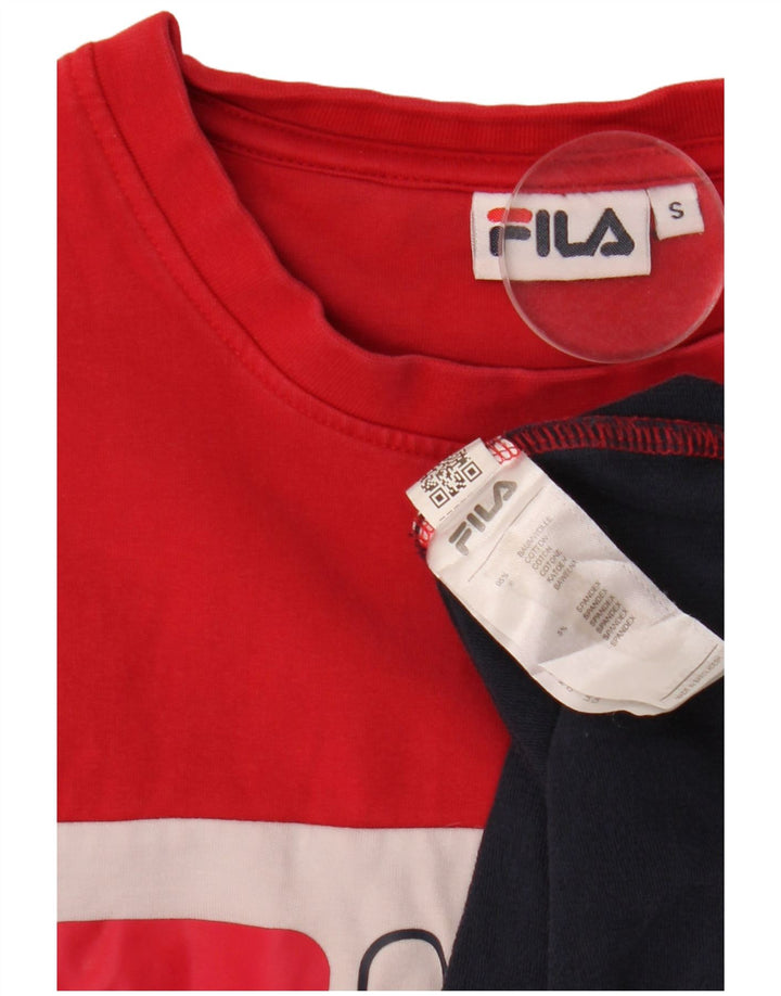 Felpa grafica da donna FILA Maglione UK 10 Small Blu Navy Colourblock