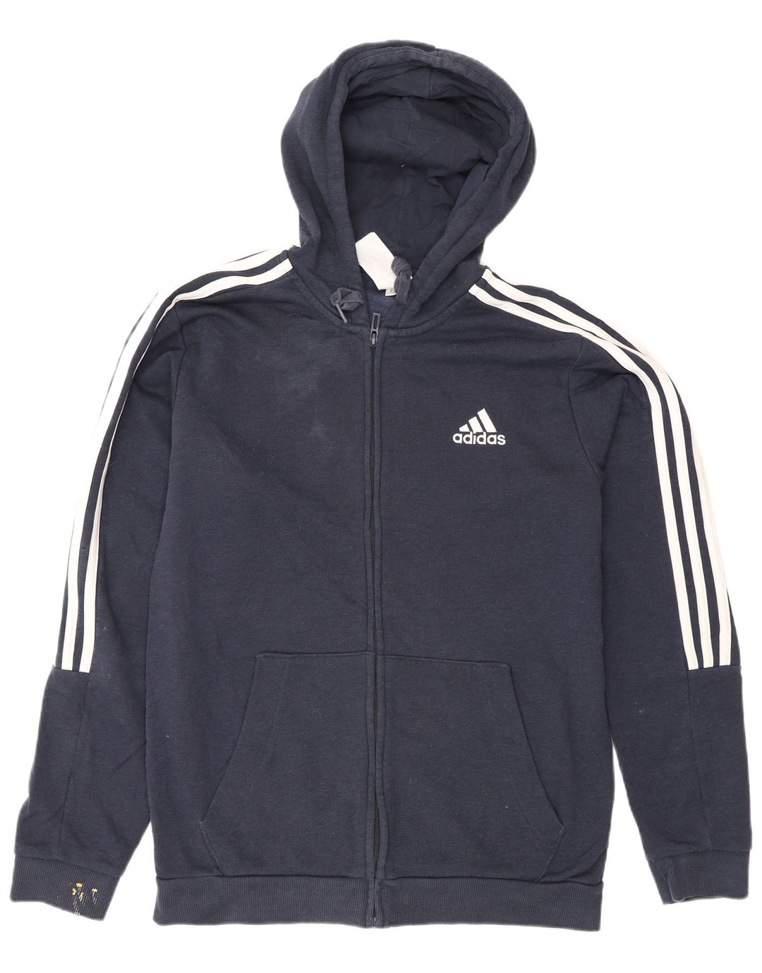 Maglione con cappuccio e zip da uomo Adidas in cotone blu navy medio