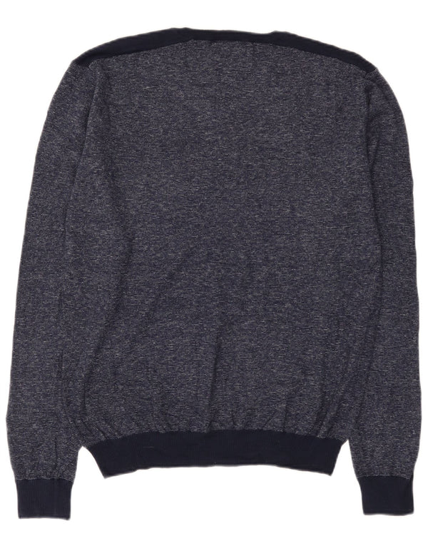 Maglione maglione da uomo con scollo a V Guess XL blu navy screziato