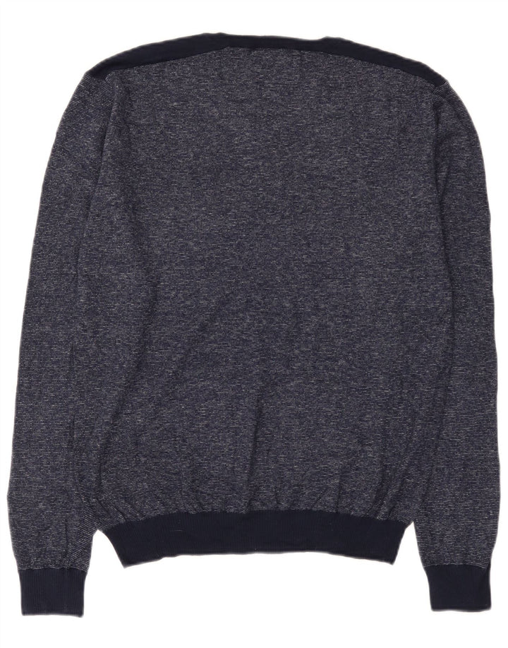Maglione maglione da uomo con scollo a V Guess XL blu navy screziato