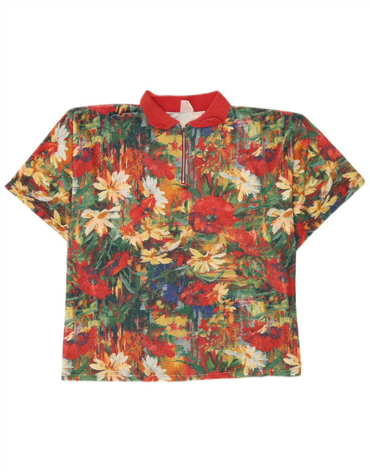 Polo vintage da uomo XL floreale multicolore
