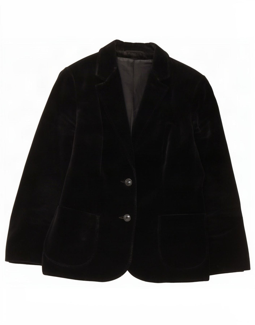 Giacca blazer in velluto a 2 bottoni da donna St Michael UK 14 cotone nero medio
