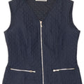 Gilet trapuntato da donna vintage IT 42 medio blu navy in poliestere