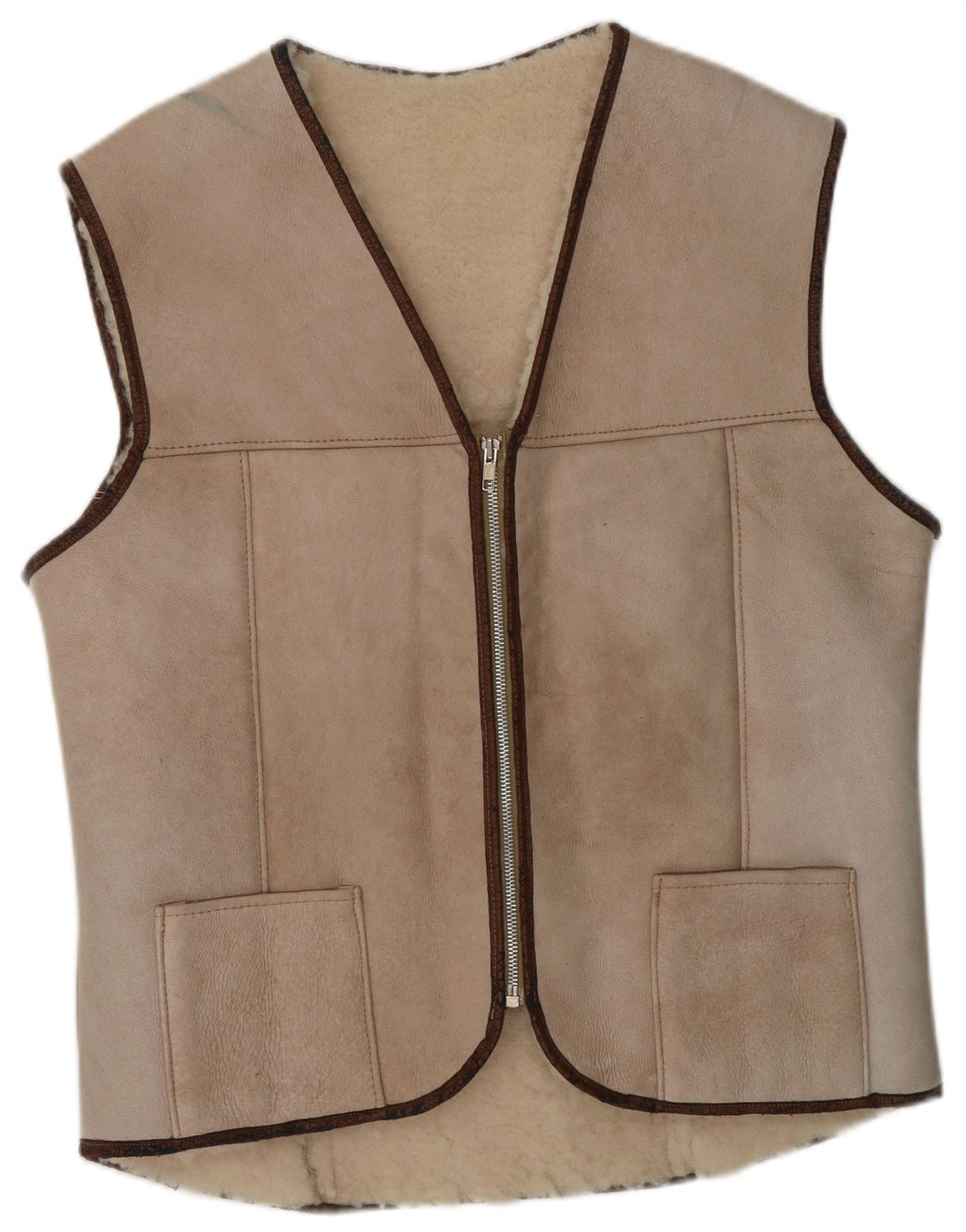 Gilet Sherpa da donna VINTAGE UK 14 Beige medio