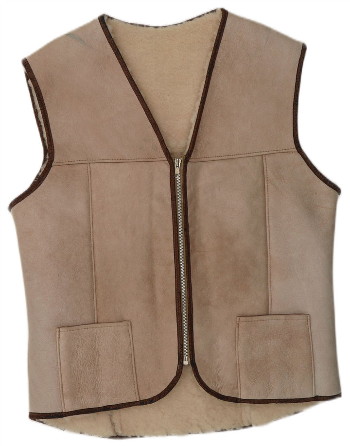 Gilet Sherpa da donna VINTAGE UK 14 Beige medio