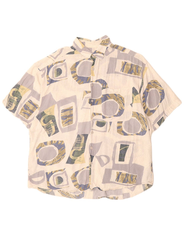 Camicia a maniche corte da uomo VINTAGE taglia 43/44 XL Patchwork bianco