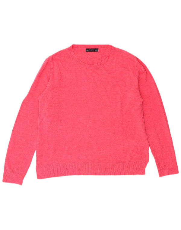 Maglione maglione con scollo a barca da donna Marks & Spencer UK 16 grande acrilico rosa