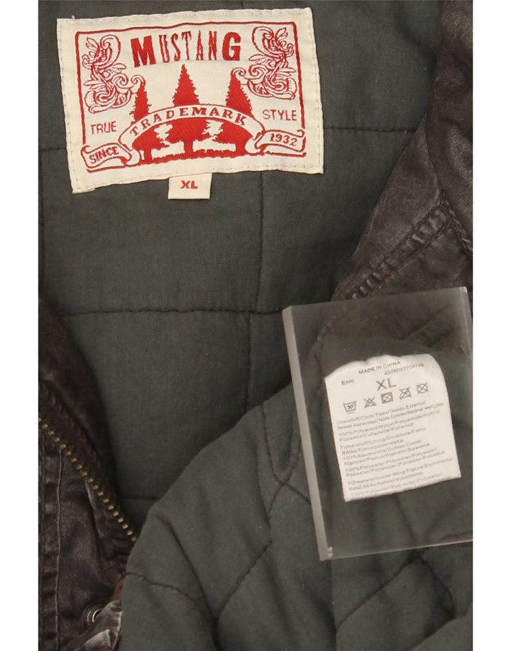 Giubbotto bomber con cappuccio da uomo Mustang UK 42 XL Marrone Poliammide