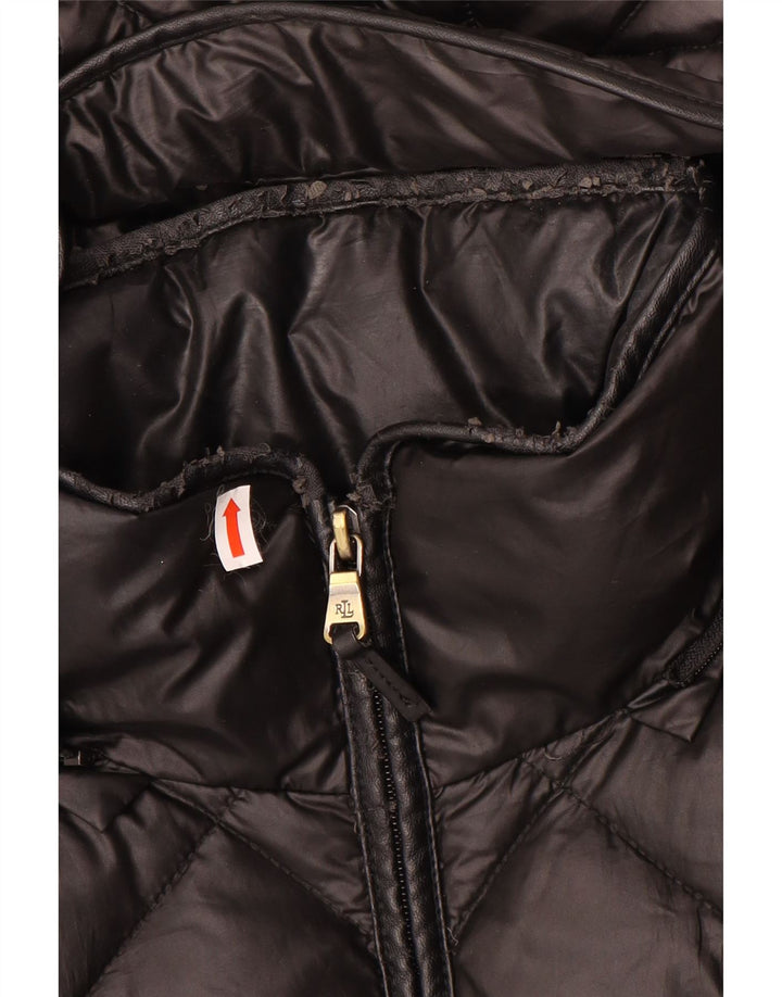 Giacca imbottita con cappuccio da donna Ralph Lauren UK 10 piccola in poliestere nero