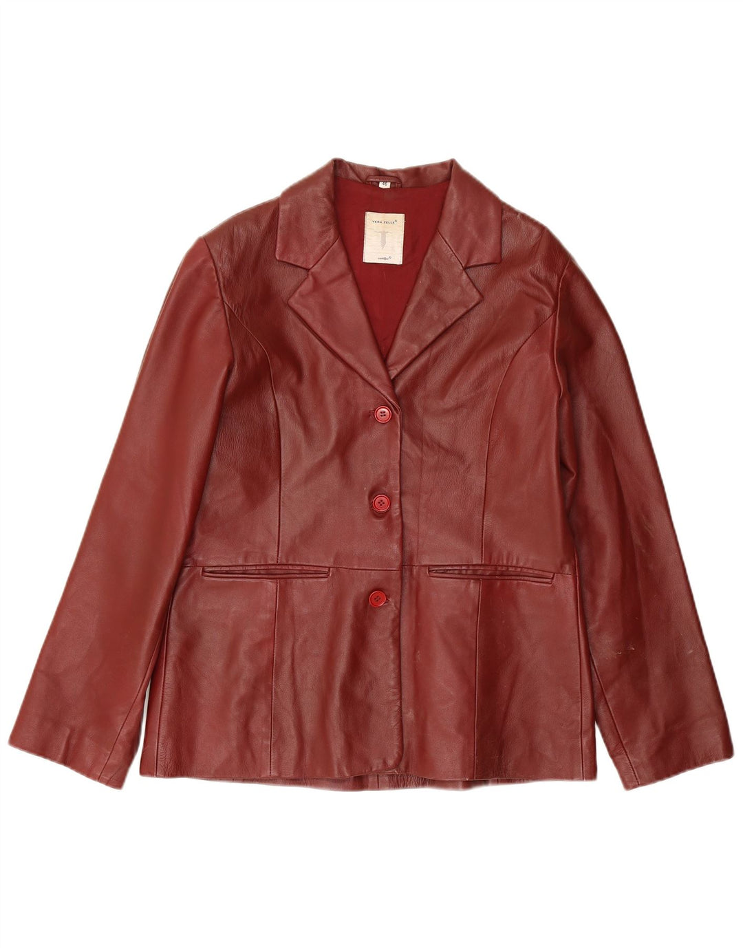 Giacca Blazer in Pelle da Donna a 3 Bottoni Conbipel IT 46 Large in Pelle Bordeaux