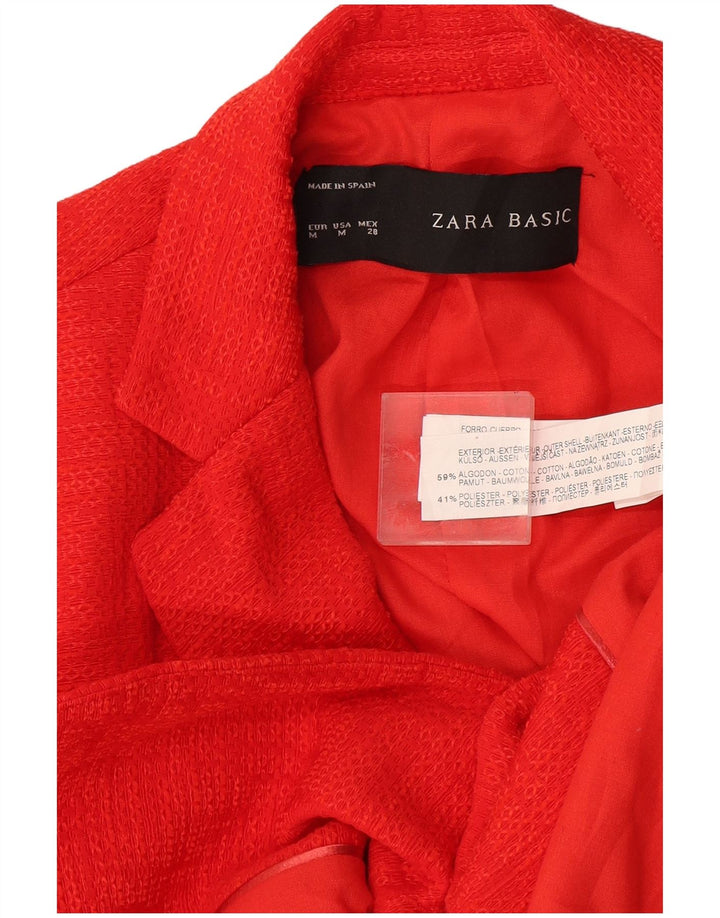 Giacca blazer a 1 bottone da donna Zara UK 12 cotone rosso medio