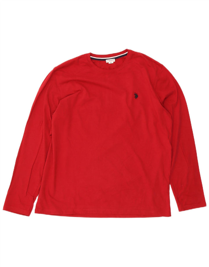 Polo Assn. Maglia da uomo a maniche lunghe 2XL in cotone rosso