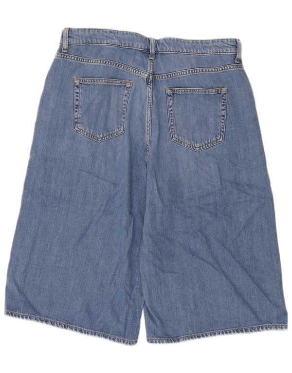 Pantaloncini di jeans Bermuda Culotte da donna Marks & Spencer UK 16 Large W34 Blu