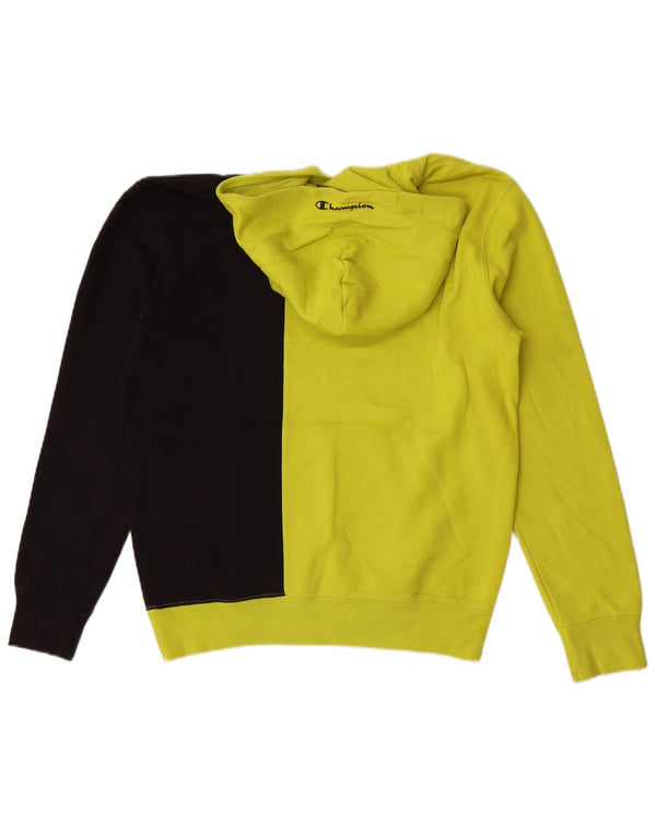 Maglione con cappuccio grafico da uomo Champion in cotone color block verde medio