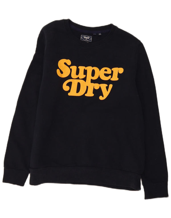 Felpa con grafica da donna Superdry Maglione UK 16 Large Nero Cotone