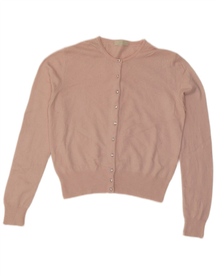 Maglione cardigan corto da donna Marks & Spencer UK 14 Viscosa rosa medio