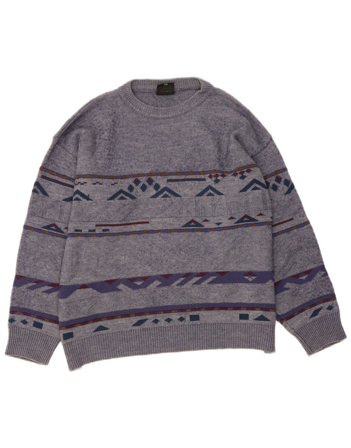 WESTBURY Mens Crew Neck Jumper Sweater IT 52/54 Large Grey Striped