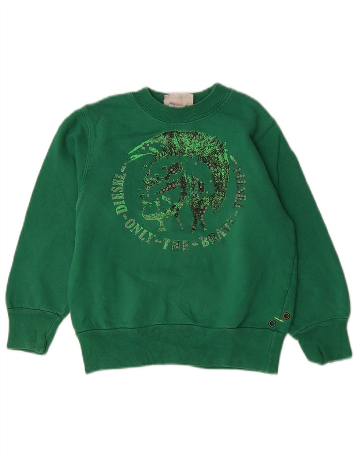 DIESEL Felpa con grafica per ragazzi Maglione 5-6 anni in cotone verde