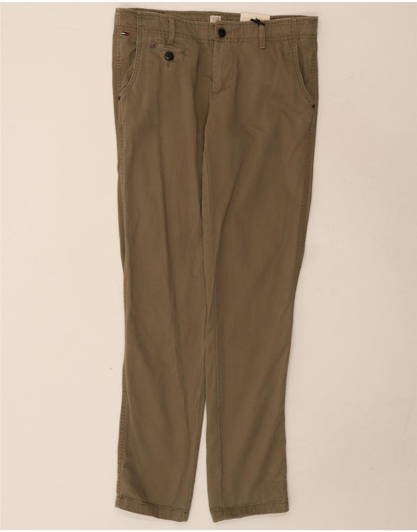 Pantaloni casual slim da donna Tommy Hilfiger W28 L32 cotone kaki