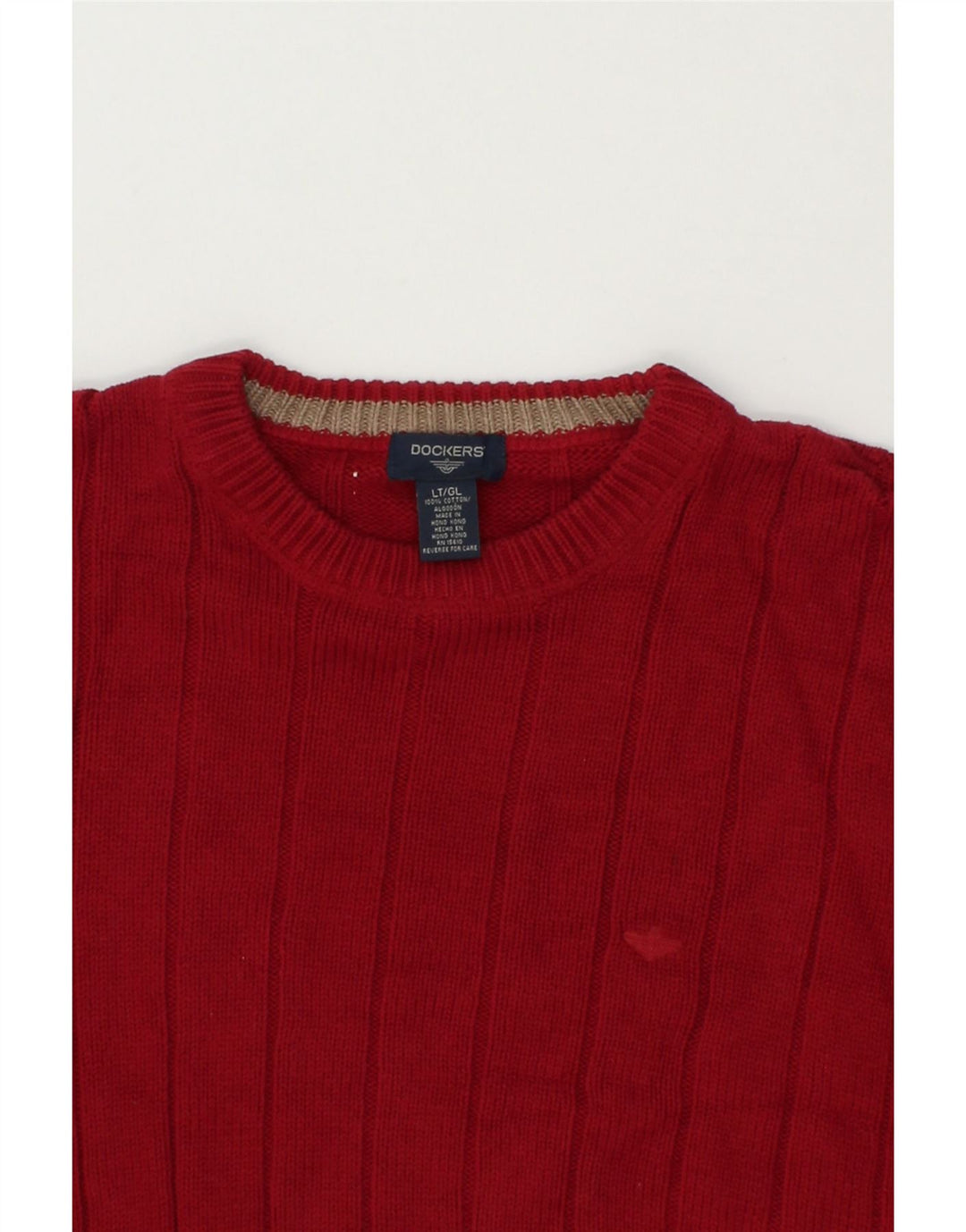 DOCKERS Mens Boat Neck Jumper Sweater Large Red Cotton Vintage Dockers and Second-Hand Dockers from Messina Hembry 