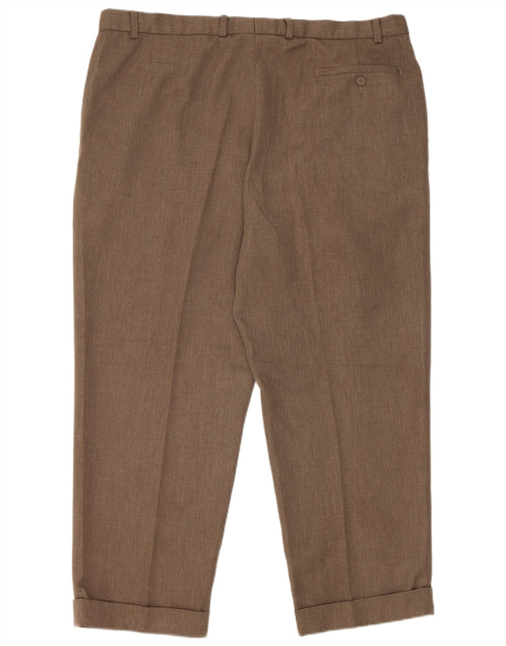 Pantaloni da abito con pegging affusolati da uomo Marks & Spencer W40 L29 poliestere marrone
