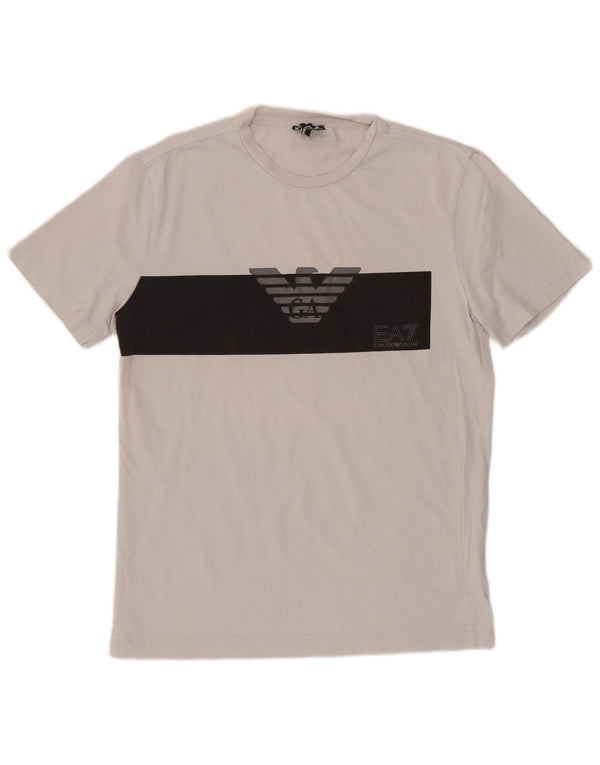 EMPORIO ARMANI T-shirt grafica da uomo Top Small in cotone color block bianco