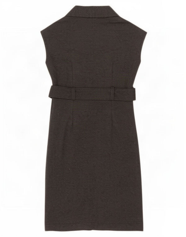 Abito a portafoglio senza maniche da donna Zara UK 14 Grande cotone grigio a spina di pesce