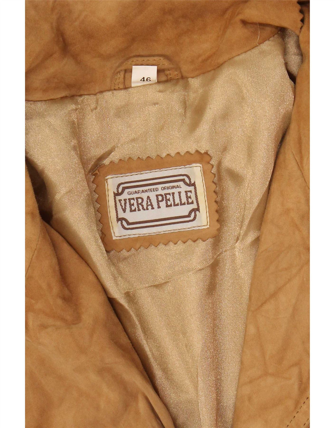 Giacca vintage in pelle scamosciata da donna IT 46 grande in pelle marrone