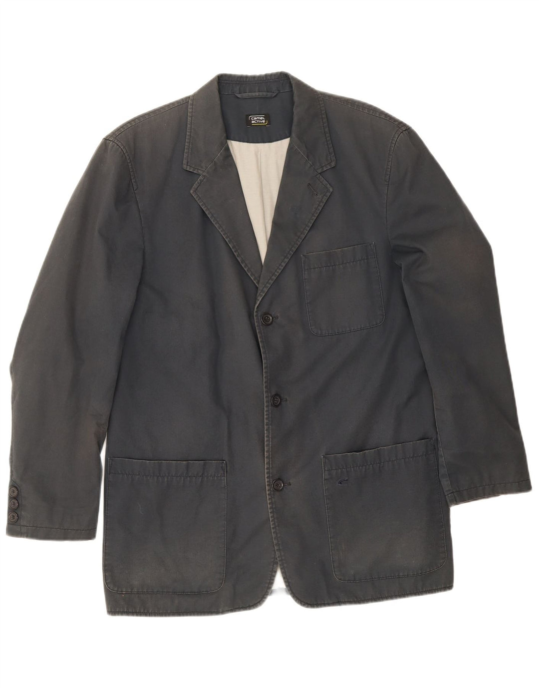 Giacca blazer a 3 bottoni da uomo Camel Active IT 50 grande in cotone grigio