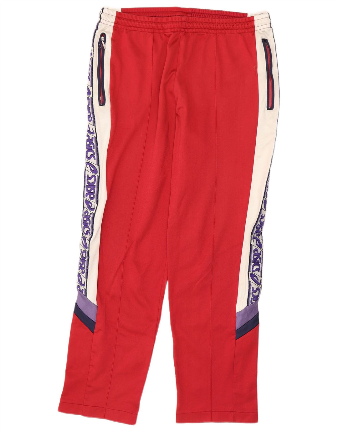 Pantaloni da tuta con grafica Asics da uomo IT 52 Large Rosso Colourblock in poliammide