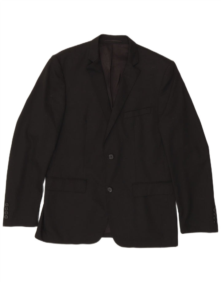 ZARA Giacca Blazer a 2 Bottoni da Uomo EU 50 Medio Nero Poliestere