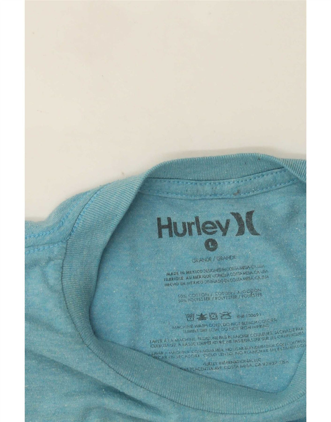 T-shirt grafica da uomo Hurley Top grande in cotone blu