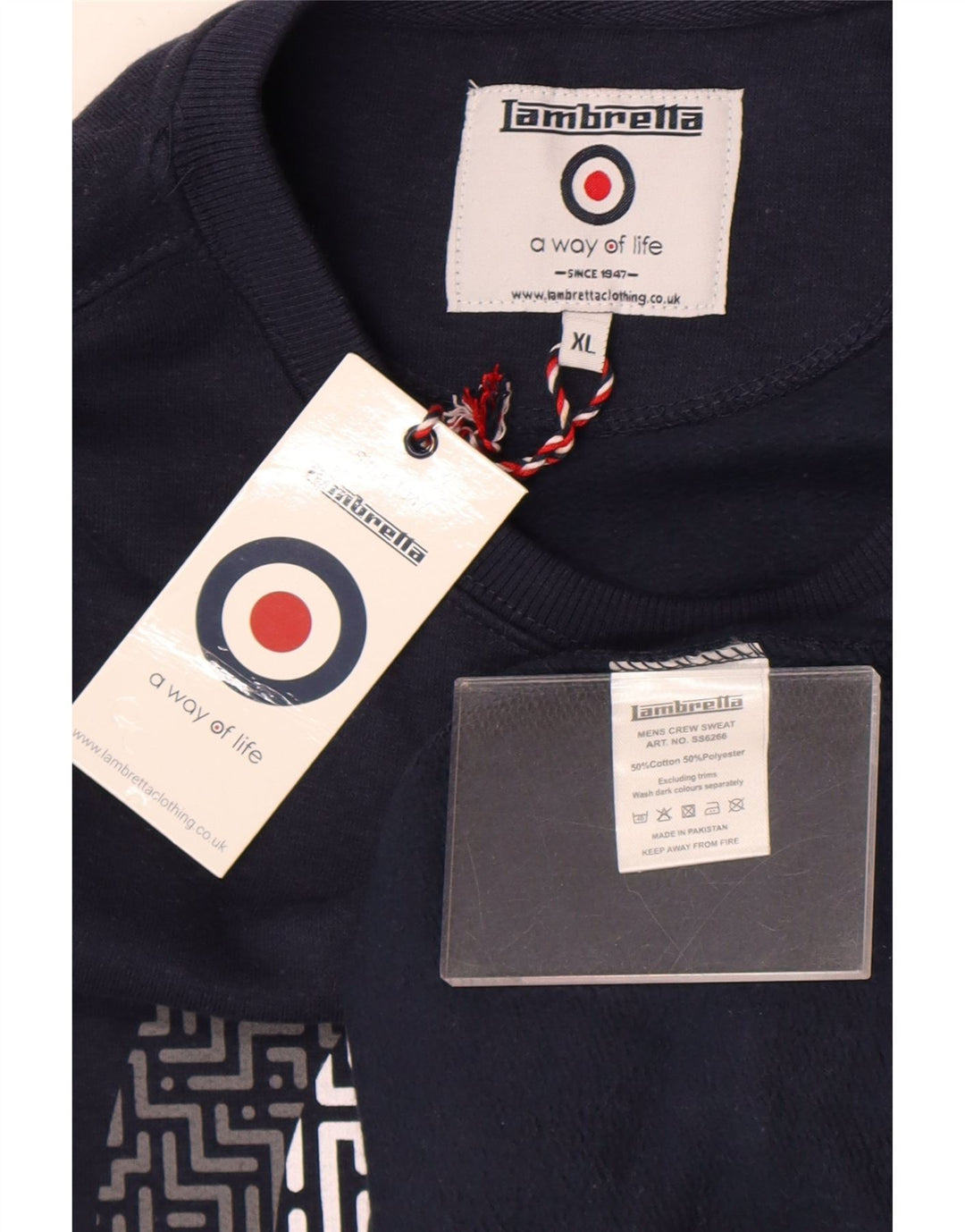 Felpa grafica da uomo Lambretta Jumper XL in cotone blu navy