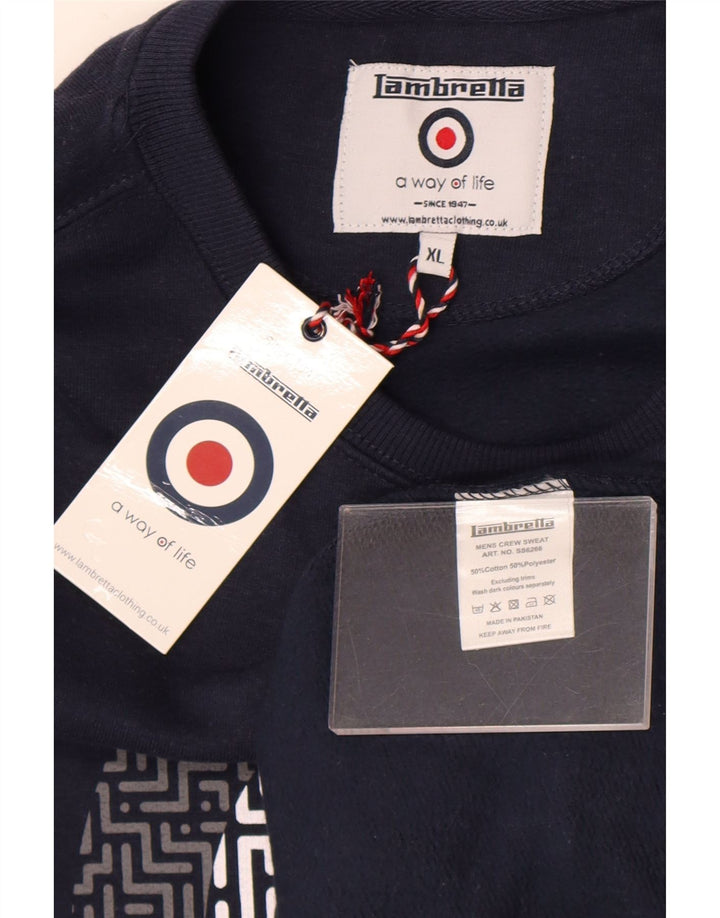 Felpa grafica da uomo Lambretta Jumper XL in cotone blu navy