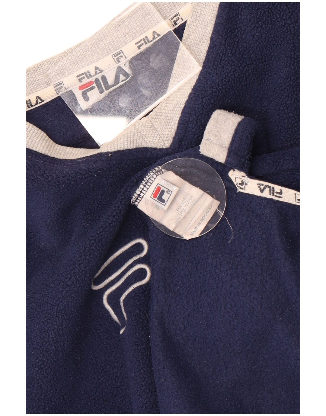 Maglione in pile grafico da uomo Fila Large in poliestere color block blu navy
