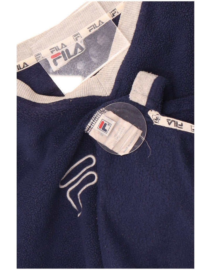 Maglione in pile grafico da uomo Fila Large in poliestere color block blu navy