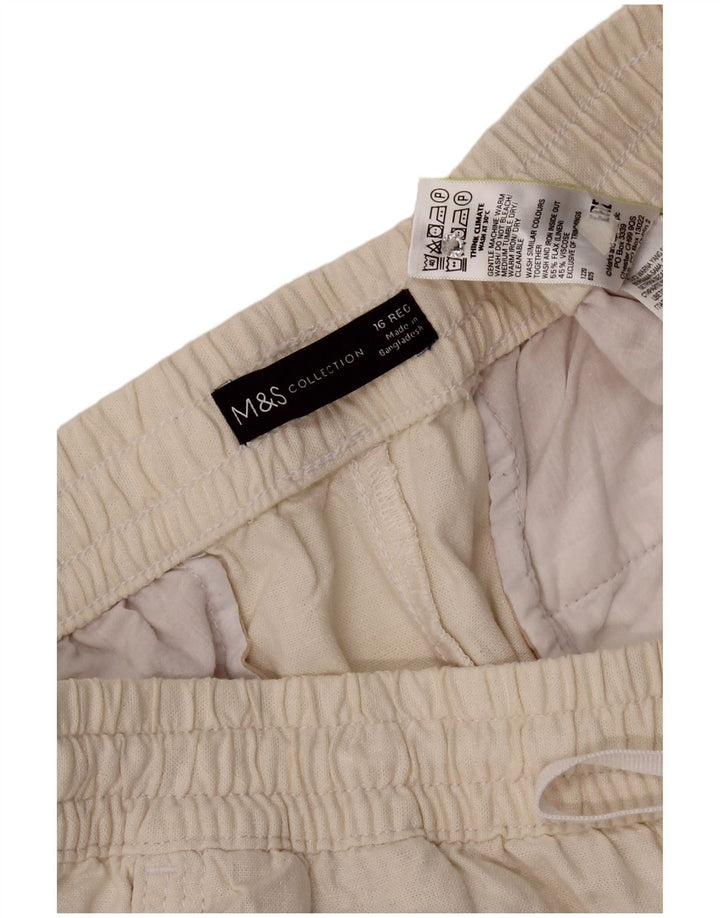 Pantaloni da tuta da donna Marks & Spencer UK 16 Large White Linen