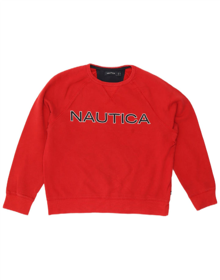 Felpa grafica da uomo Nautica Maglione rosso medio in cotone