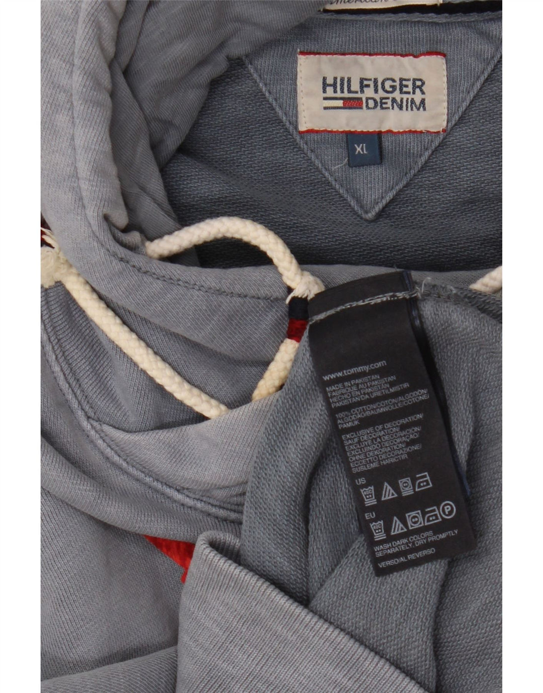 TOMMY HILFIGER Felpa con cappuccio grafica da uomo XL in cotone blu