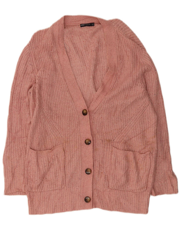 Maglione cardigan lungo da donna Marks & Spencer UK 18 XL Rosa screziato