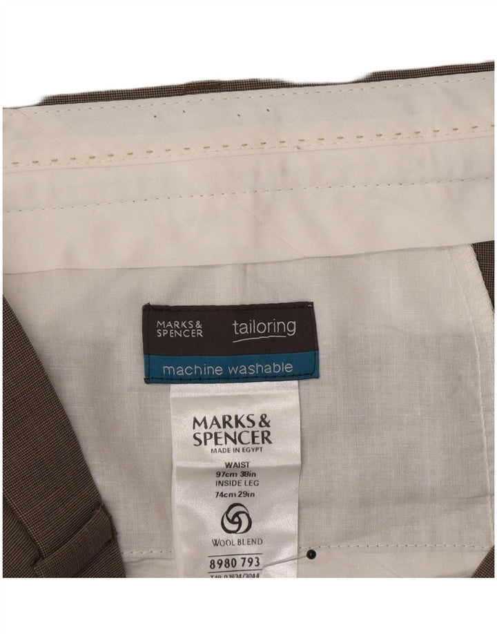 Pantaloni da abito sartoriali da uomo Marks & Spencer W38 L29 Poliacrilico grigio