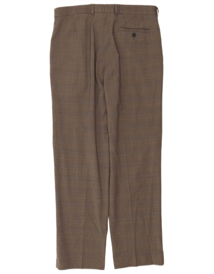 Pantaloni da abito con pegging da uomo Marks & Spencer W34 L30 pied de poule beige