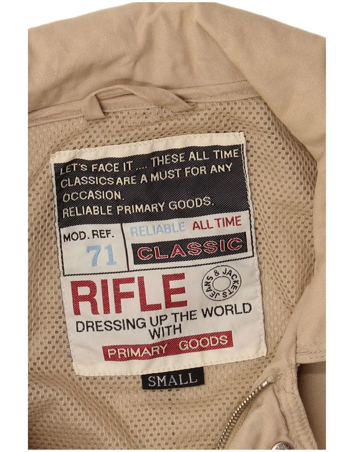 RIFLE Giacca bomber da uomo vestibilità ampia UK 36 piccolo cotone beige