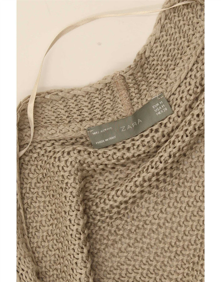 Maglione cardigan aperto oversize lungo da donna Zara UK 14 Beige medio