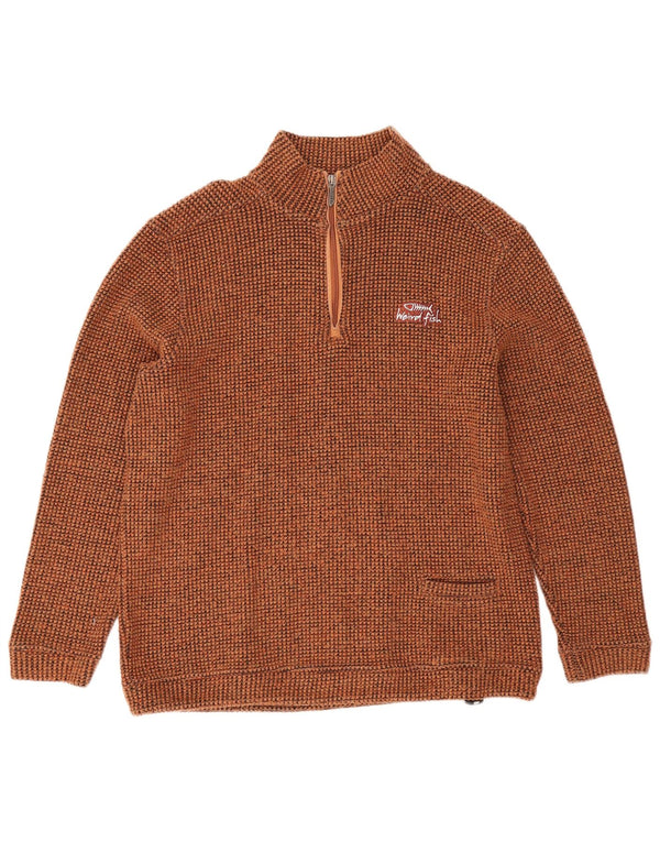 Felpa con collo con zip da uomo Weird Fish Maglione marrone medio in acrilico