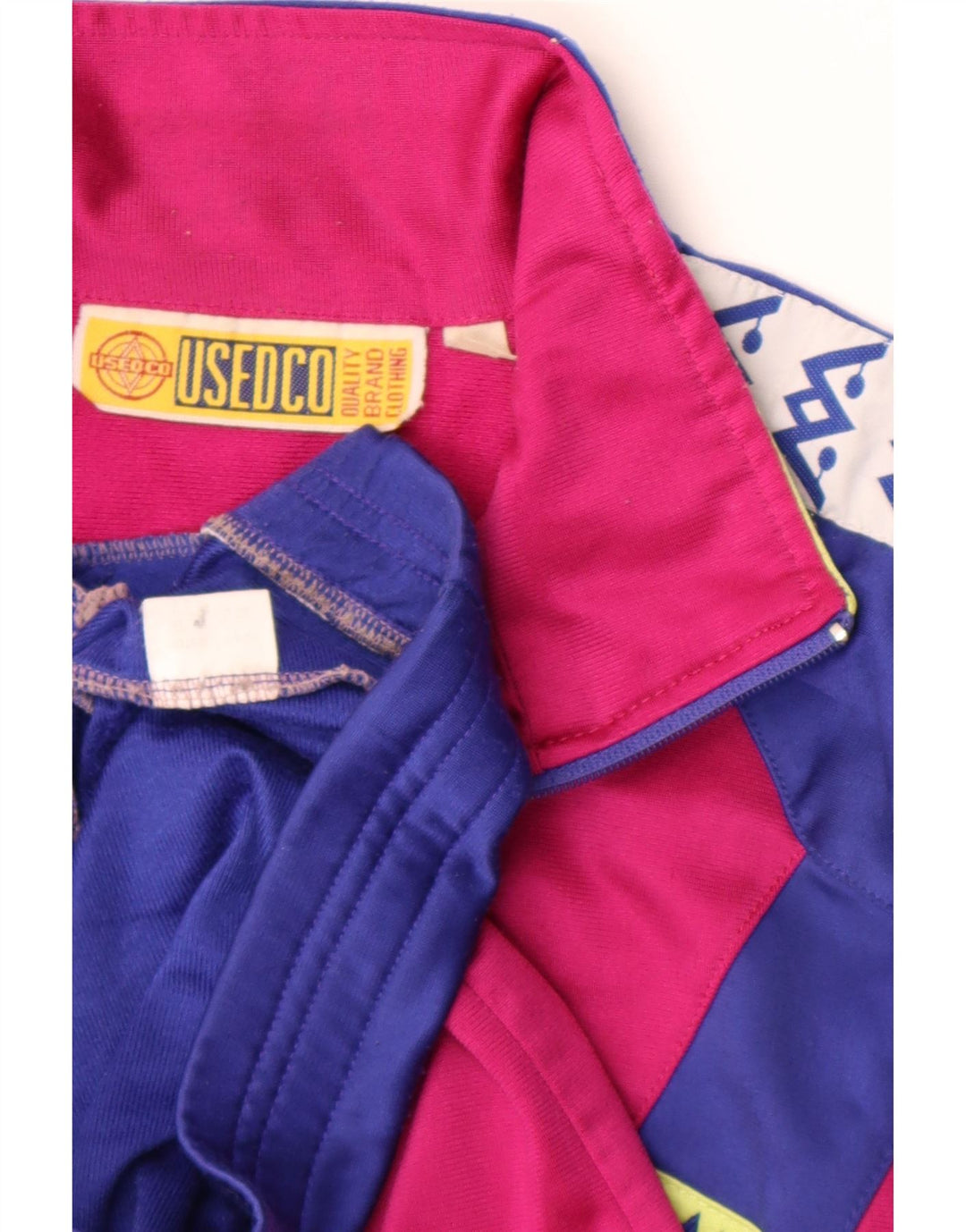 Giacca da ginnastica grafica da uomo vintage grande in poliestere color block blu