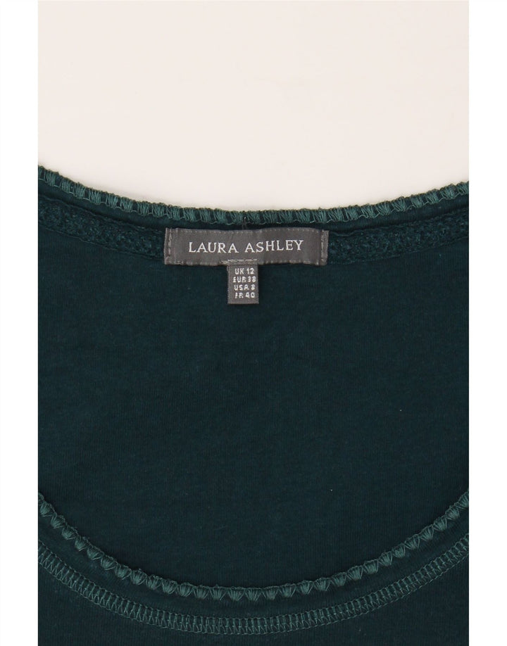 LAURA ASHLEY Womens Top Long Sleeve UK 12 Medium  Green Cotton Vintage Laura Ashley and Second-Hand Laura Ashley from Messina Hembry 
