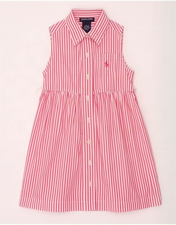 Abito camicia senza maniche per ragazze Ralph Lauren 2-3 anni in cotone gessato rosa