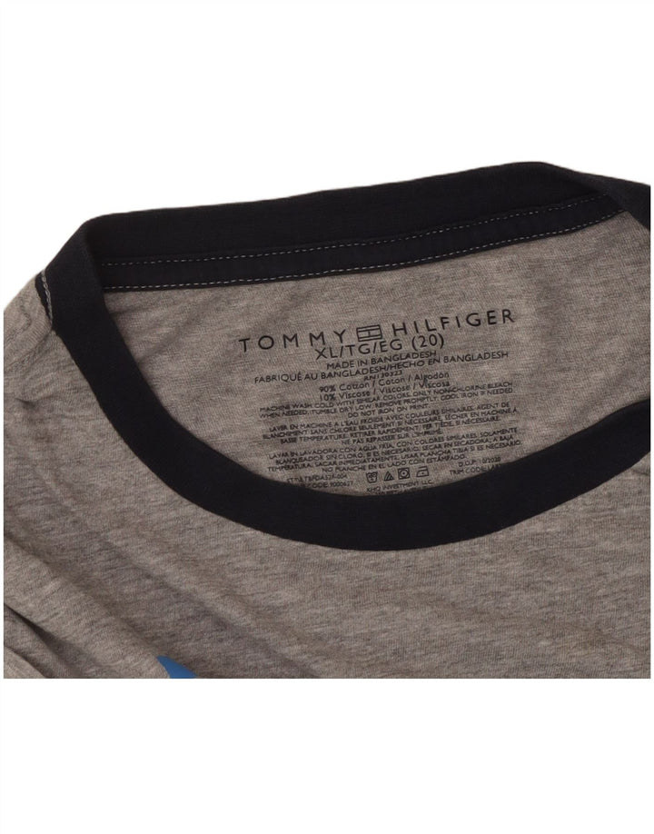 T-shirt grafica per ragazzi Tommy Hilfiger Top 15-16 anni XL in cotone grigio